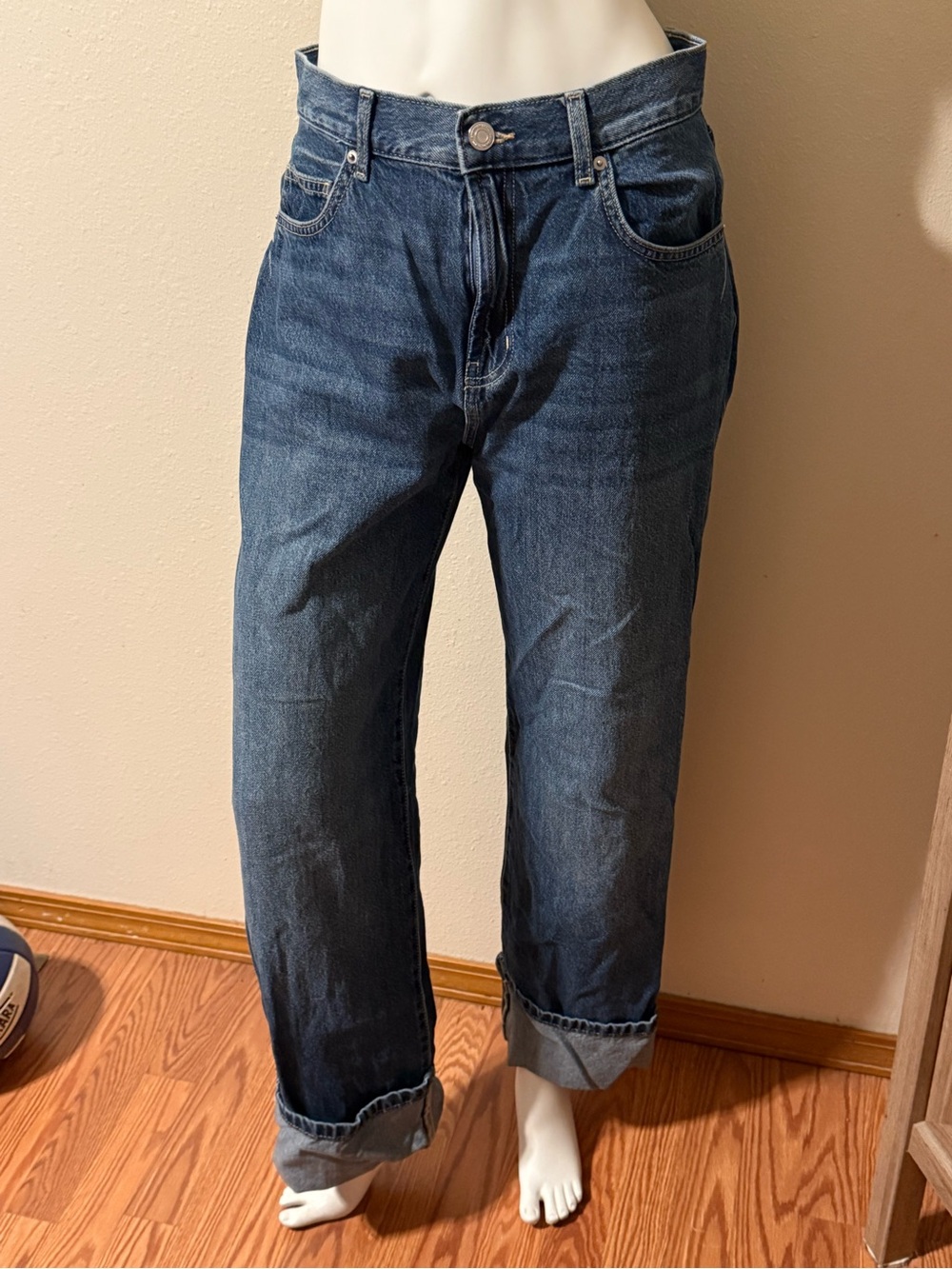 Cotton On Women's Dark Blue Relaxed Straight Jeans